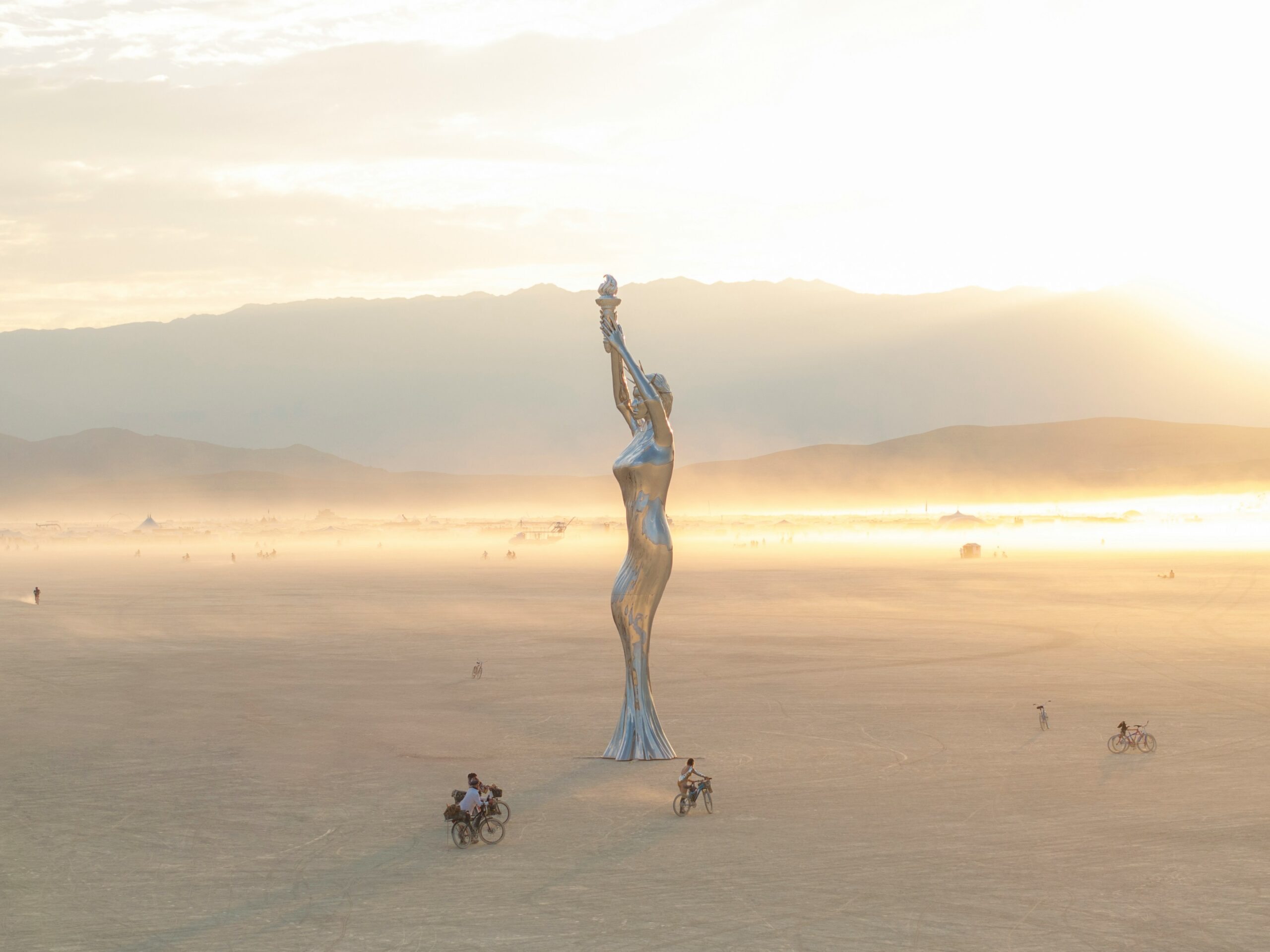 Burning man statue